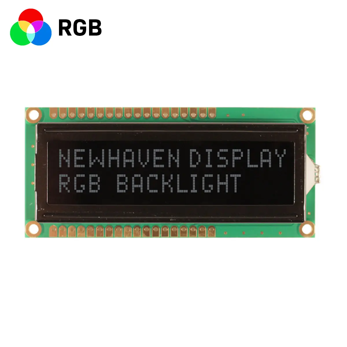 Produktfoto 1 von NEWHAVEN DISPLAY INTERNATIONAL NHD-0216K1Z Alphanumerische LCD-Anzeige, Alphanumerisch LCD Blau, Grün, Rot 2 x 16,