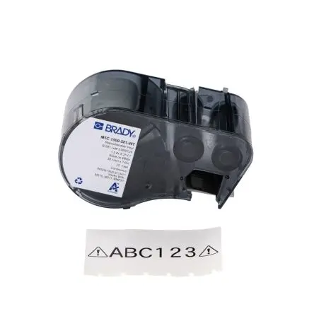 Produktfoto 1 von Brady Etikette auf Rolle B. 38.1 mm für BMP51, BMP53, M511, M510 1 pro Paket auf Schwarz, Weiß 7.62 m Schwarz Vinyl