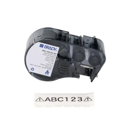 Produktfoto 1 von Brady Etikette auf Rolle B. 25.4 mm für BMP53, M511, M410, BMP51, M510, BMP41 1 pro Paket auf Schwarz, Weiß 7.62 m