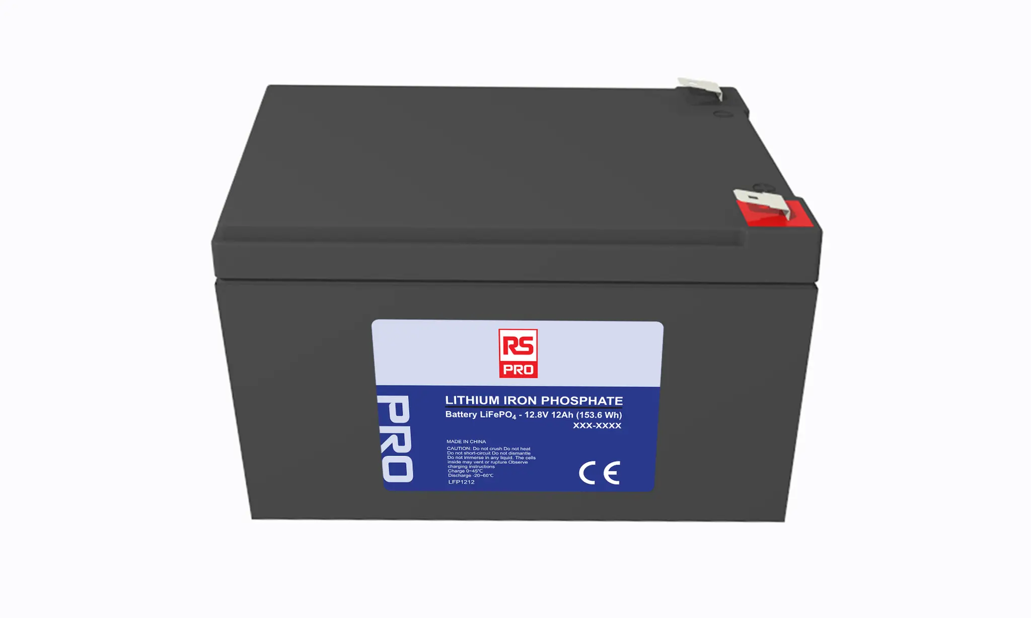Produktfoto 1 von RS PRO Lithium-Eisen-Phosphat Akku, 12-Zellen 12.8V / 12Ah, T2-Anschluss