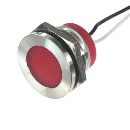 CML PL22SL Edelstahl-Panel-Leuchte Rot Panel-LED, Draht 240V 22 mm, IP67