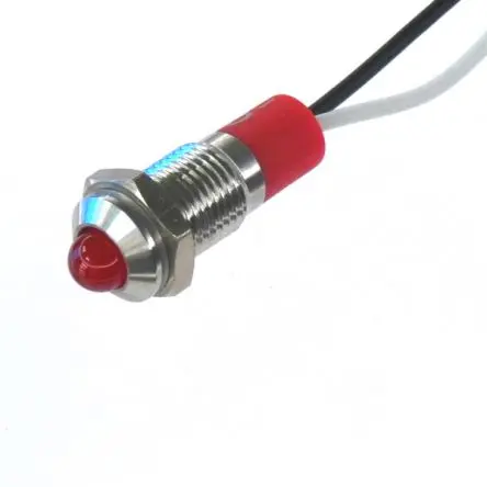 CML PL08SL Edelstahl-Panel-Leuchte Rot Panel-LED, Draht 12V 8 mm, IP67