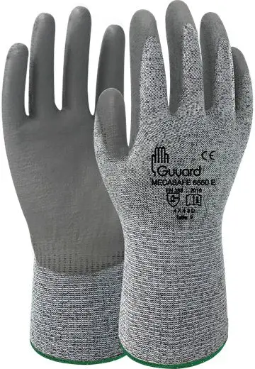 Produktfoto 1 von GUYARD MECASAFE 6550 E Arbeitshandschuhe  Größe 7 Fiberglas, HPPE Grau Polyurethan 20