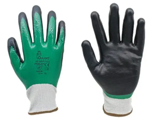 Produktfoto 1 von GUYARD U2 GRIP FULL Arbeitshandschuhe  Größe 11 Polyester Polyethylen Schwarz, Grün Nitril 20