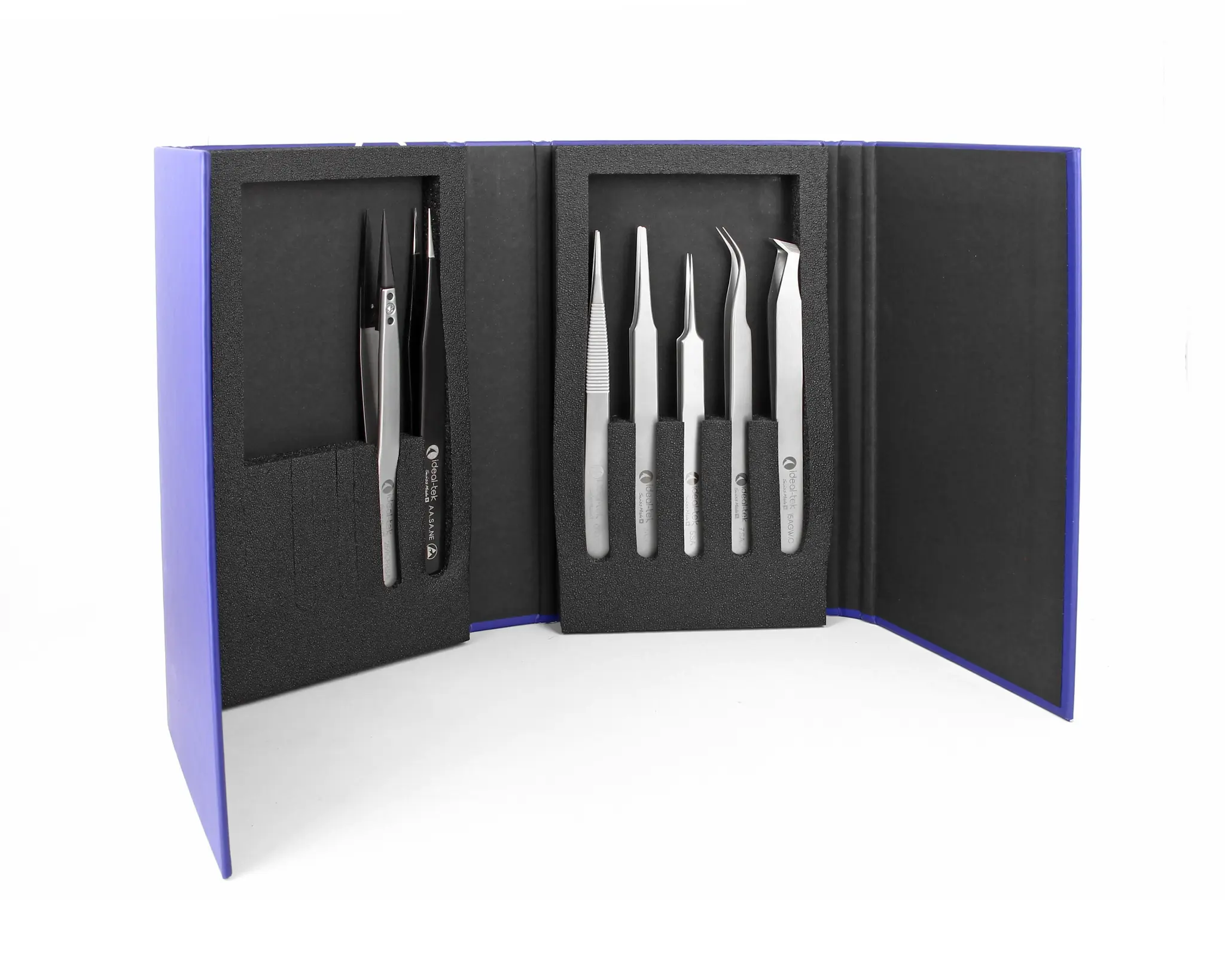 Produktfoto 1 von ideal-tek K7HP Pinzettensatz, 180 mm Angewinkelt, Gerade, Spitze , Spitze Gerade, Spitz