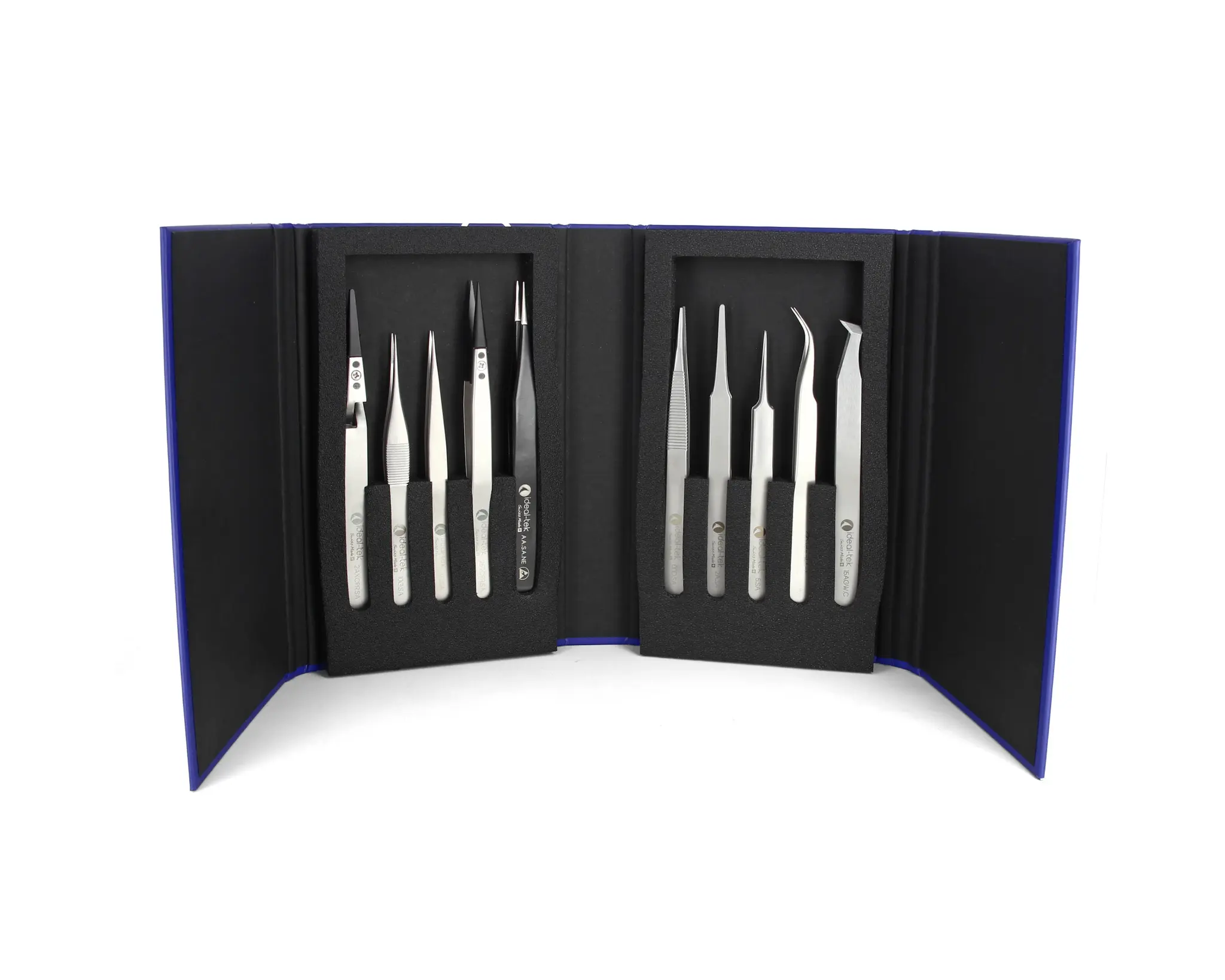 Produktfoto 1 von ideal-tek K10HP Pinzettensatz, 180 mm Angewinkelt, Gerade, Spitze , Spitze Gerade, Spitz