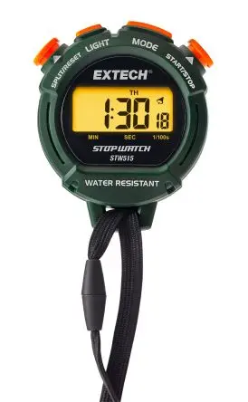 Produktfoto 1 von Extech Digital Stoppuhr 23 h, Stoppuhr/Uhr, 1 s, Batterie, Grün