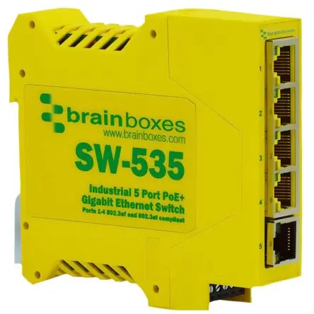 Produktfoto 1 von Brainboxes SW-535 Ethernet-Switch 5-Port Unmanaged Power Over Ethernet 1000Gbit/s