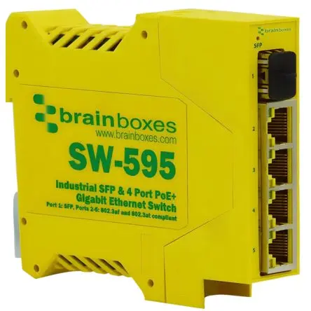 Produktfoto 1 von Brainboxes SW-595 Ethernet-Switch 4-Port Unmanaged Power Over Ethernet
