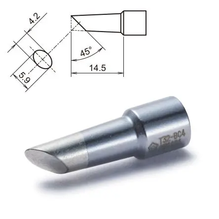 Produktfoto 1 von Hakko / T32-BC4 14.5 mm Lötspitze 4.2 mm Schmiege 45 ° T32 für FX-8806