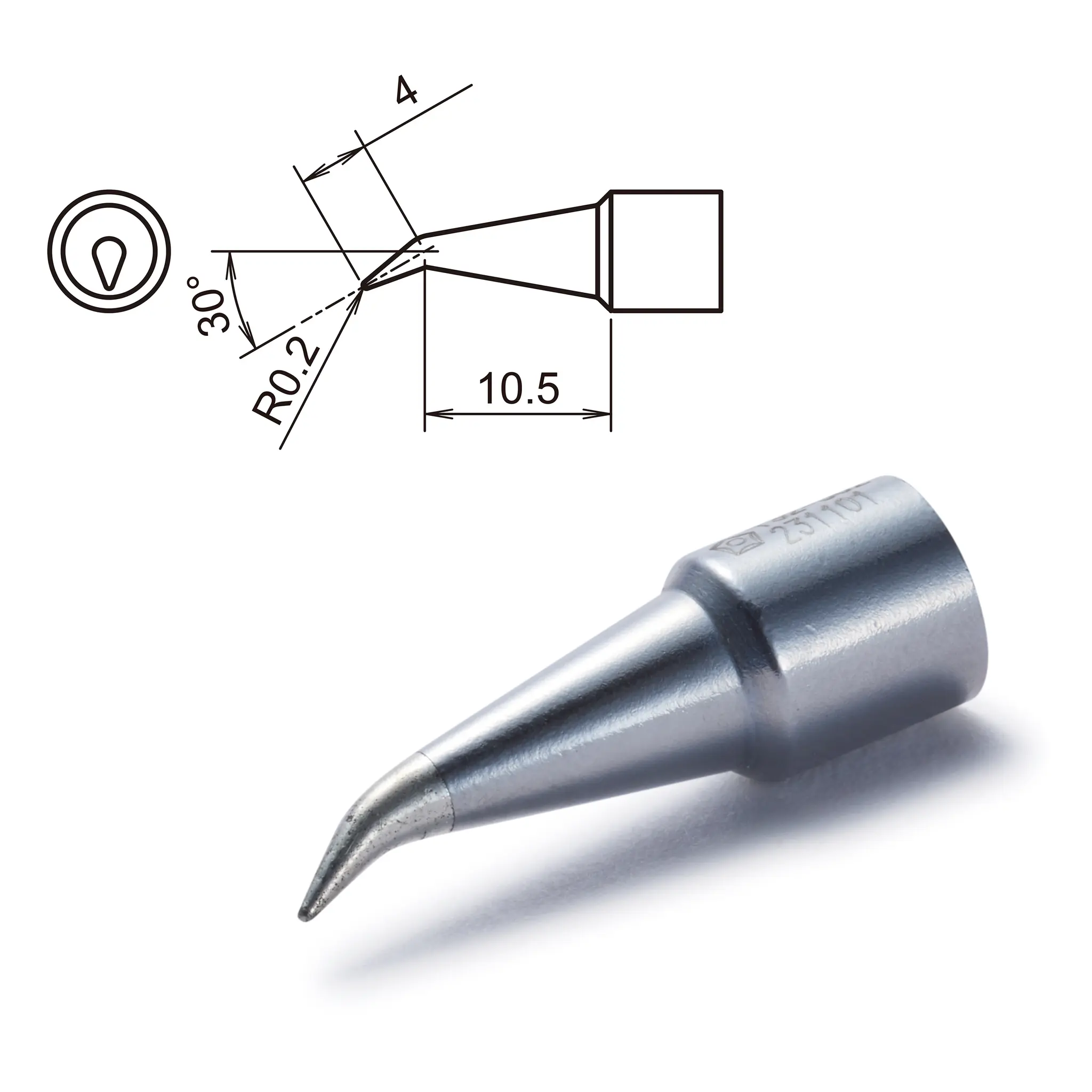 Produktfoto 1 von Hakko / T32-J02 Lötspitze 0,5 mm konisch 30° T32 für FX-8806