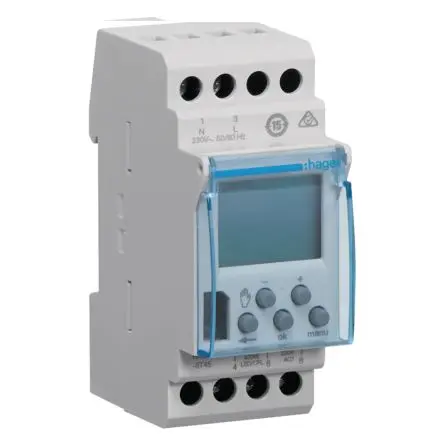 Produktfoto 1 von Hager Digital EGN Zeitschaltuhr 230V ac, Wöchentlich, 1-Kanal, Schraube
