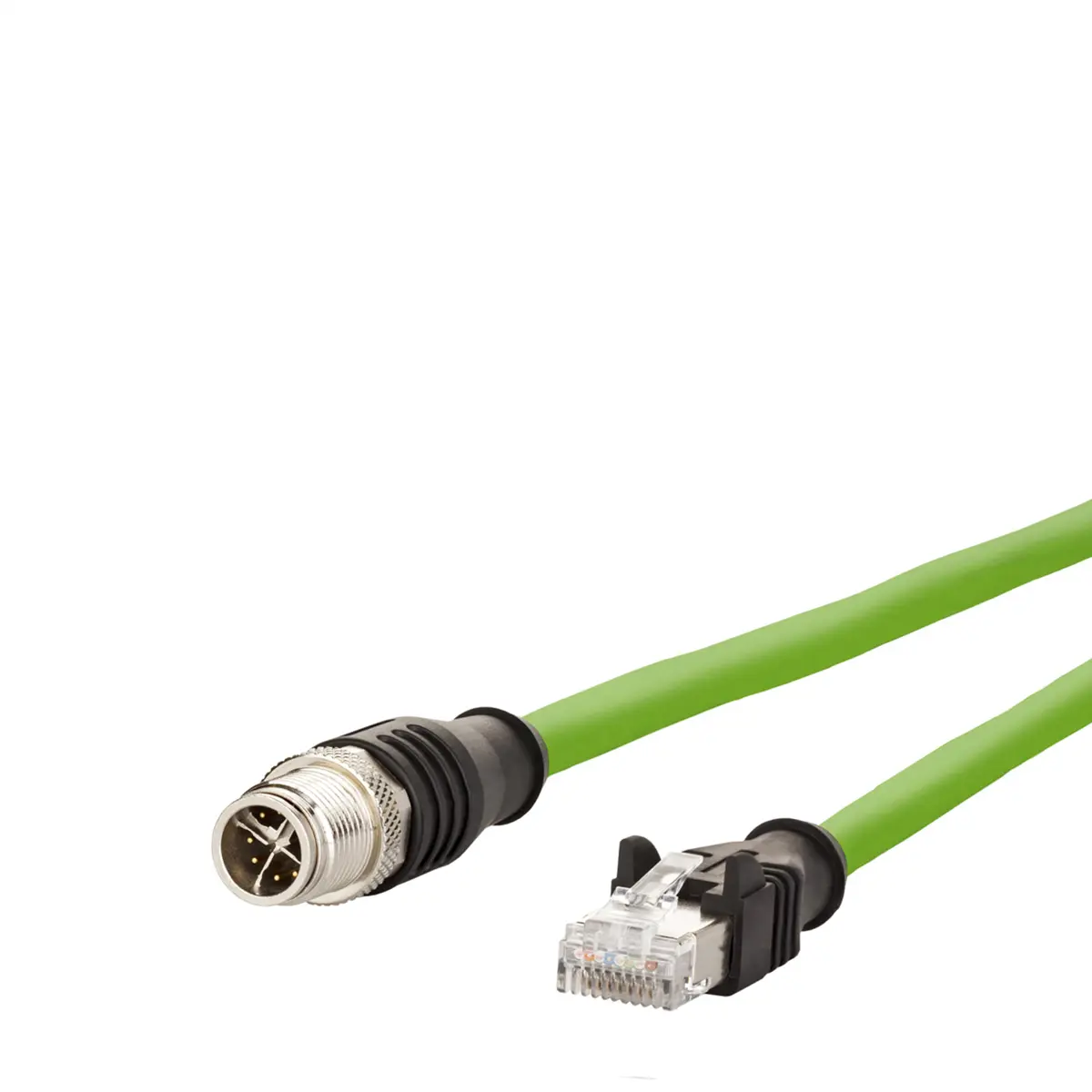 Produktfoto 1 von Metz-Connect M12, RJ45 Ethernet-Kabel, 10 m, Grün Geschirmt, Aussen ø 6.4 mm Außen-ø , Polyurethan