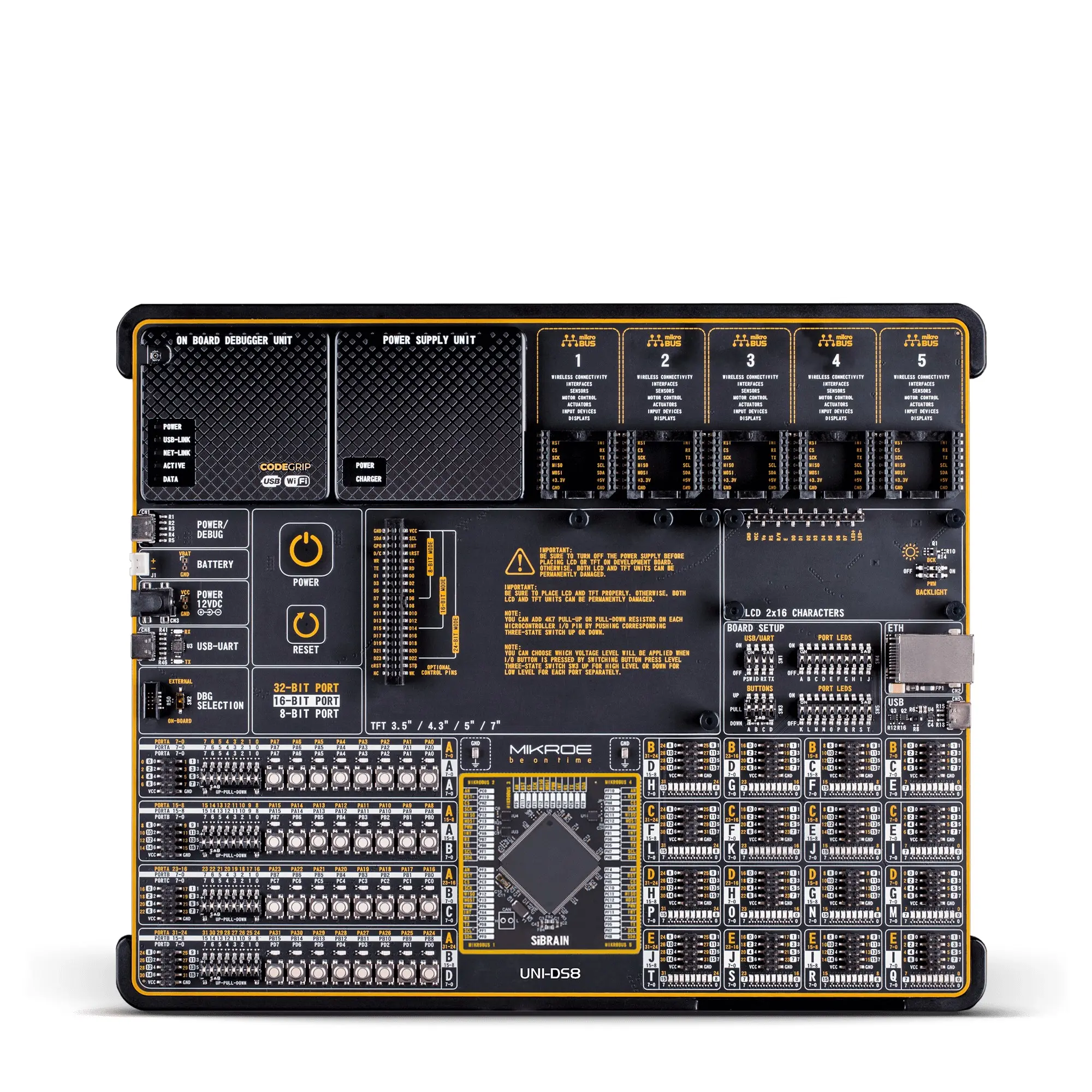 Produktfoto 1 von Brand-Rex UNI-DS v8, Universelle Basisplatine Entwicklungstool Microcontroller Mikroe-5157