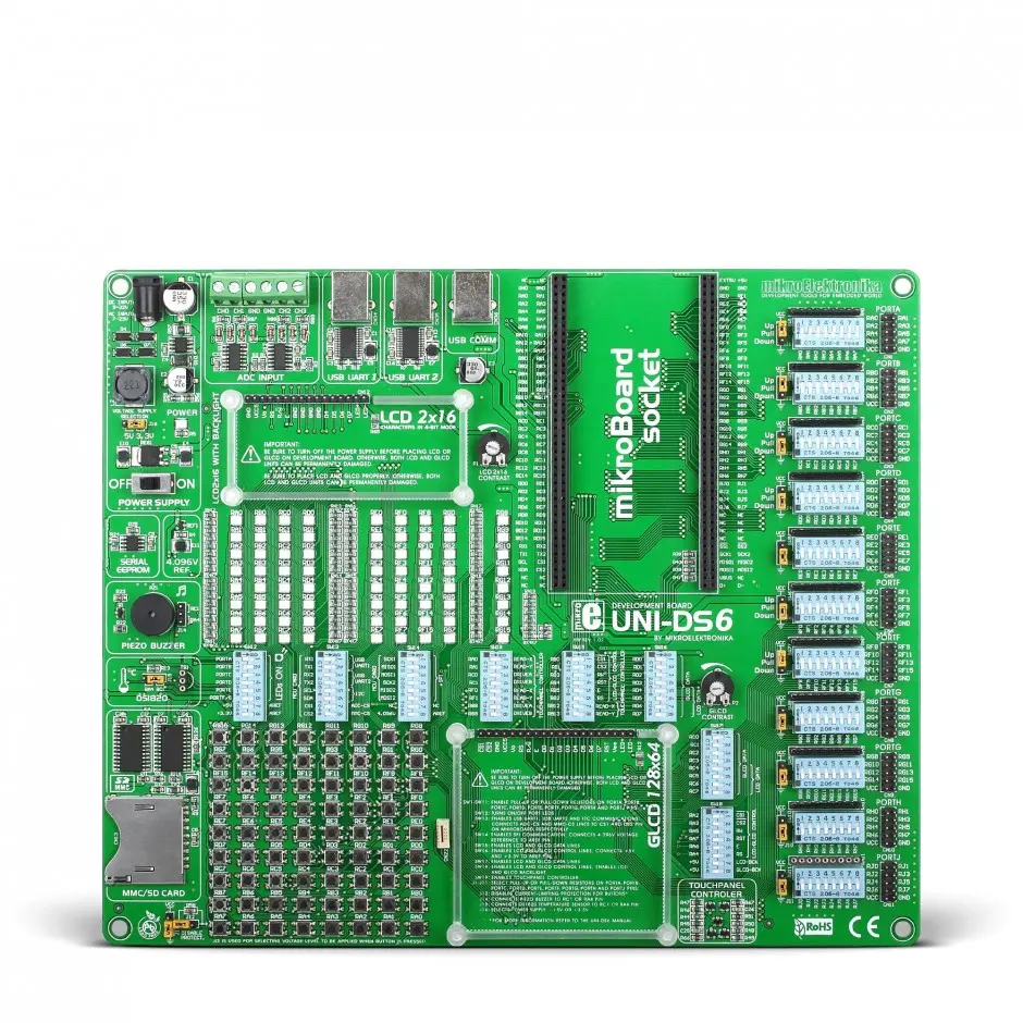 Brand-Rex UNI-DS6-Entwicklungssystem USB, Entwicklungsboard Entwicklungstool Microcontroller 6. Generation Mikroe-701