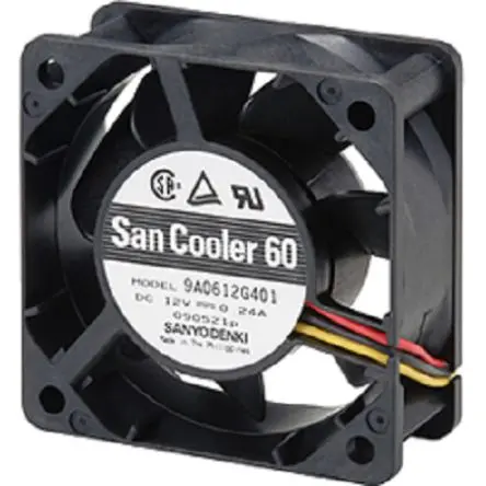Sanyo Denki dc-Axiallüfter, 12 VDC / 2.4W, 60.5 x 60.5 x 25.5mm, 0.74m³/min