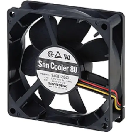 Produktfoto 1 von Sanyo Denki dc-Axiallüfter, 12 VDC / 2.76W, 80 x 80 x 25mm, 1.12m³/min