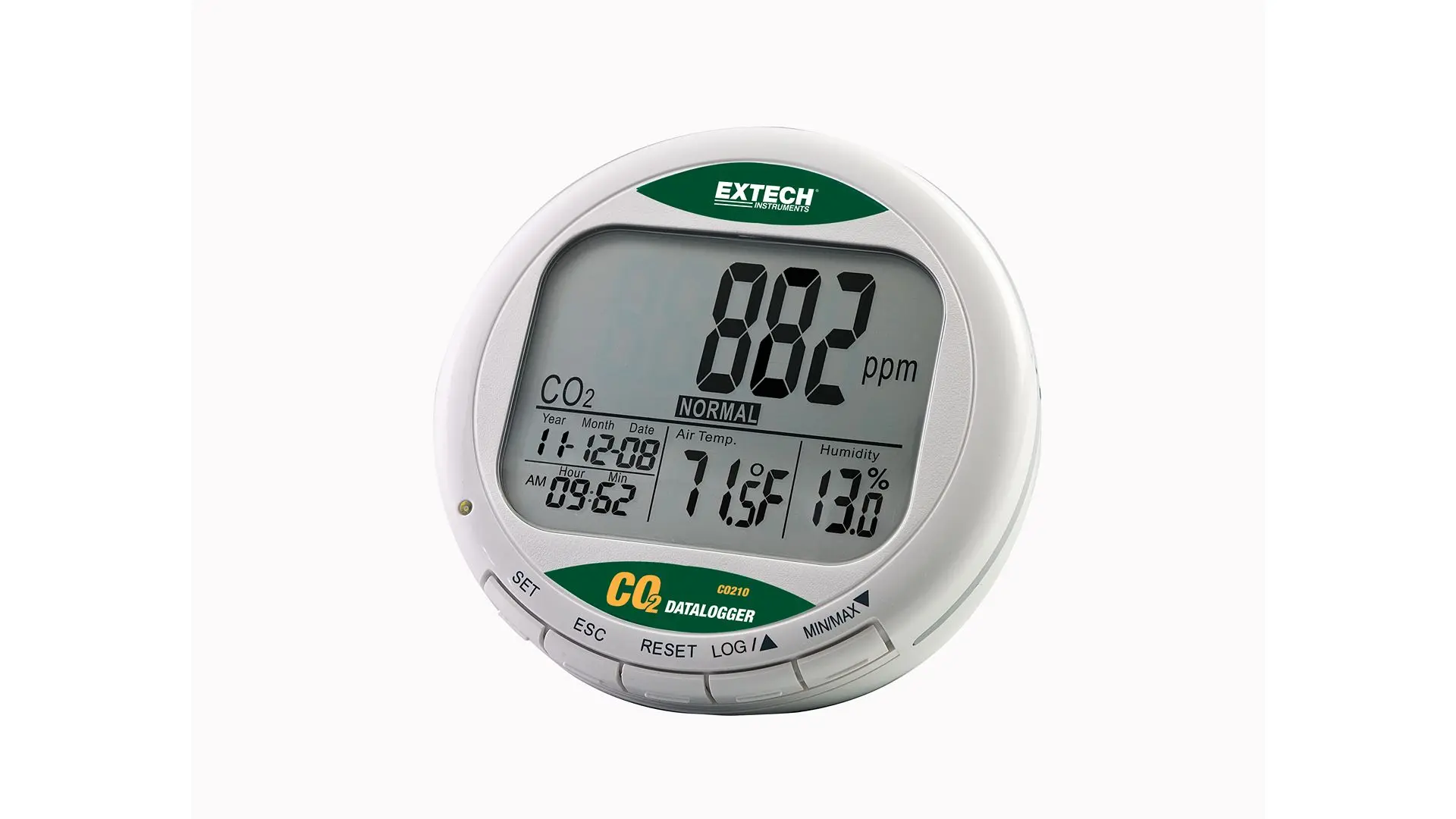 Produktfoto 1 von Extech CO210 Datenloggerfunktion Luftqualitätsüberwachung 60 °C, CO2 bis 9999 ppm, bis 60 °C, Netzteil-betrieben / 99.9