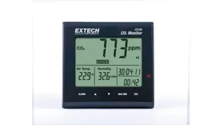 Produktfoto 1 von Extech CO100 Luftqualitätsüberwachung 50 °C, CO2 bis 9999 ppm, bis 122 °F, Netzteil-betrieben / 90 %RH