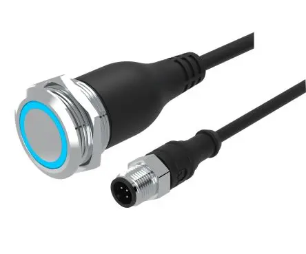 EAO 82 Druckschalter Blau Beleuchtet Tastend Panel Ø 22 mm, 1 Wechsler / 3A 240 V dc 240 V ac, IP65, IP67