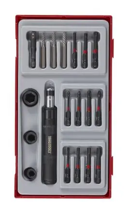 Produktfoto 1 von Teng Tools Sechskant, Pozidriv, Innensechsrund, Phillips Sechskant Schlagtreibersatz 1/4 in 1/4 in, 19-teilig