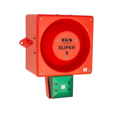 Produktfoto 1 von Clifford & Snell YL80 Super Hi Vis, Filament/Warnsummer-Licht Beacon-Sounder-Kombination 24V dc Grün IP66 Wand / 120 dB