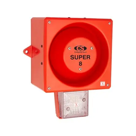 Produktfoto 1 von Clifford & Snell YL80 Super Hi Vis, Filament/Warnsummer-Licht Beacon-Sounder-Kombination 24V dc Klar IP66 Wand / 120 dB