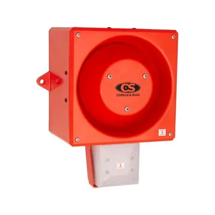 Produktfoto 1 von Clifford & Snell YL80 Super Hi Vis, Filament/Warnsummer-Licht Beacon-Sounder-Kombination 24V dc Matt IP66 Wand / 120 dB