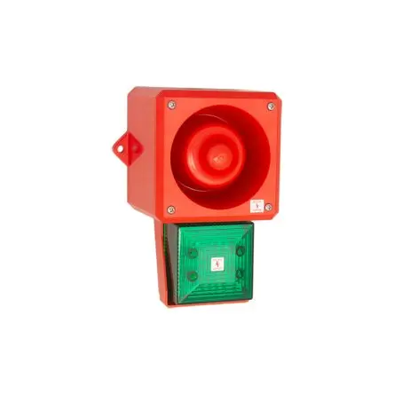 Produktfoto 1 von Clifford & Snell YL50 Hi Vis, Filament/Warnsummer-Licht Beacon-Sounder-Kombination 24V dc Grün IP66 Wand / 112 dB 112 dB