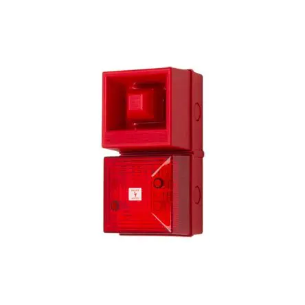 Produktfoto 1 von Clifford & Snell YL40, Filament/Warnsummer-Licht Beacon-Sounder-Kombination 24V dc Rot IP65 Wand / 108 dB 108 dB @ 1m