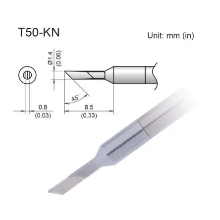 Produktfoto 1 von Hakko / FX9703 Lötspitze 1.4 x 8.5 mm Messer 45 ° T50 für FX9703