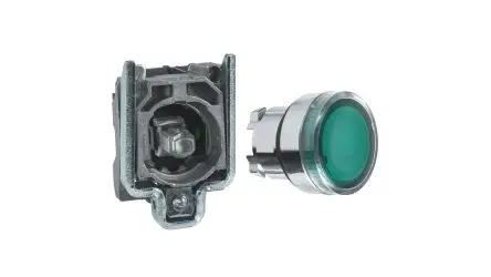 Produktfoto 1 von Schneider Electric Harmony XB4 Druckschalter Grün Beleuchtet Schleichkontakt Panel Ø 22.5 mm, 1 Schließer / 10A 24 V dc