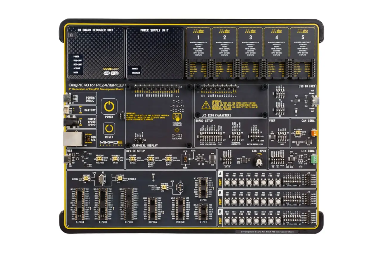 Produktfoto 1 von Brand-Rex EasyPIC v8 für PIC24/dsPIC33 Entwicklungstool Microcontroller PIC24 8. Generation Mikroe-4750