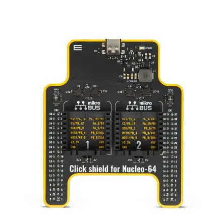 Produktfoto 1 von Brand-Rex Click Shield für Nucleo-64, Schild Entwicklungstool Microcontroller STM32 Mikroe-5193