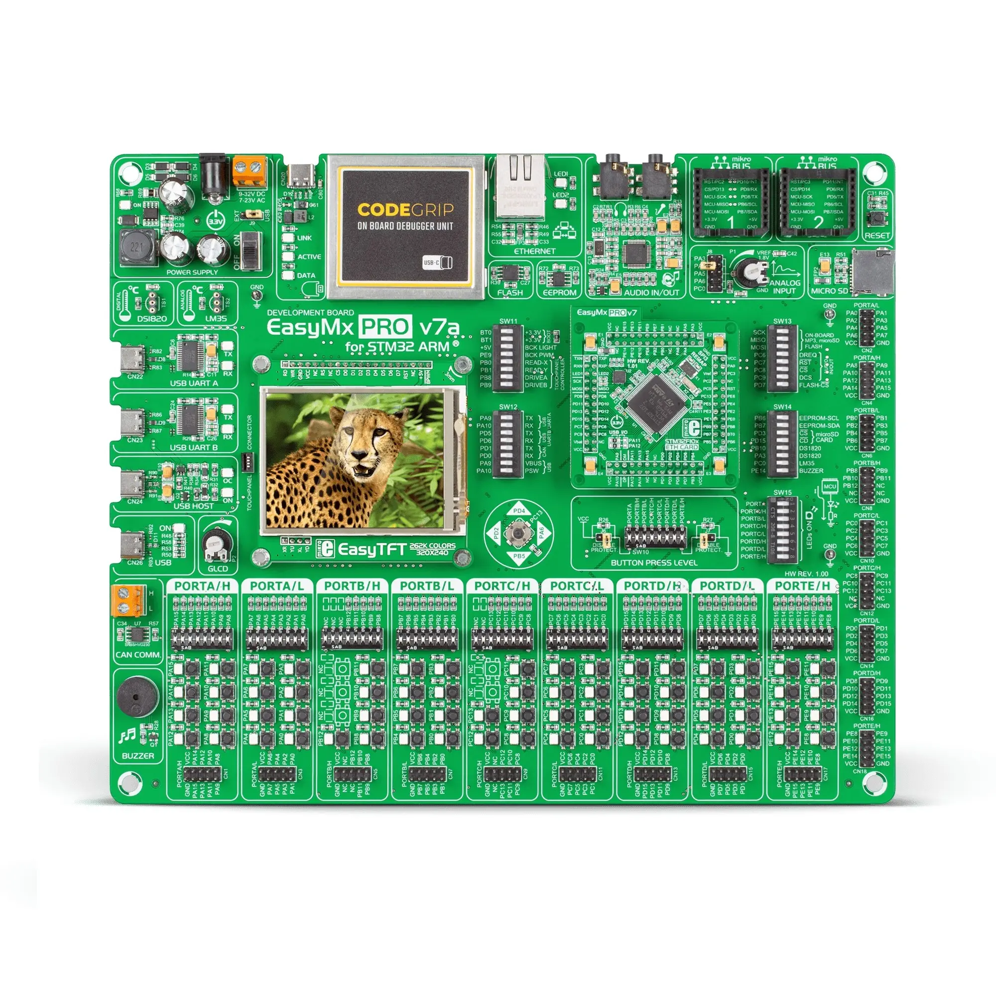 Produktfoto 1 von Brand-Rex EasyMx PRO v7a für STM32 USB, Entwicklungsboard Entwicklungstool Microcontroller ARM Steckdose Mikroe-5200