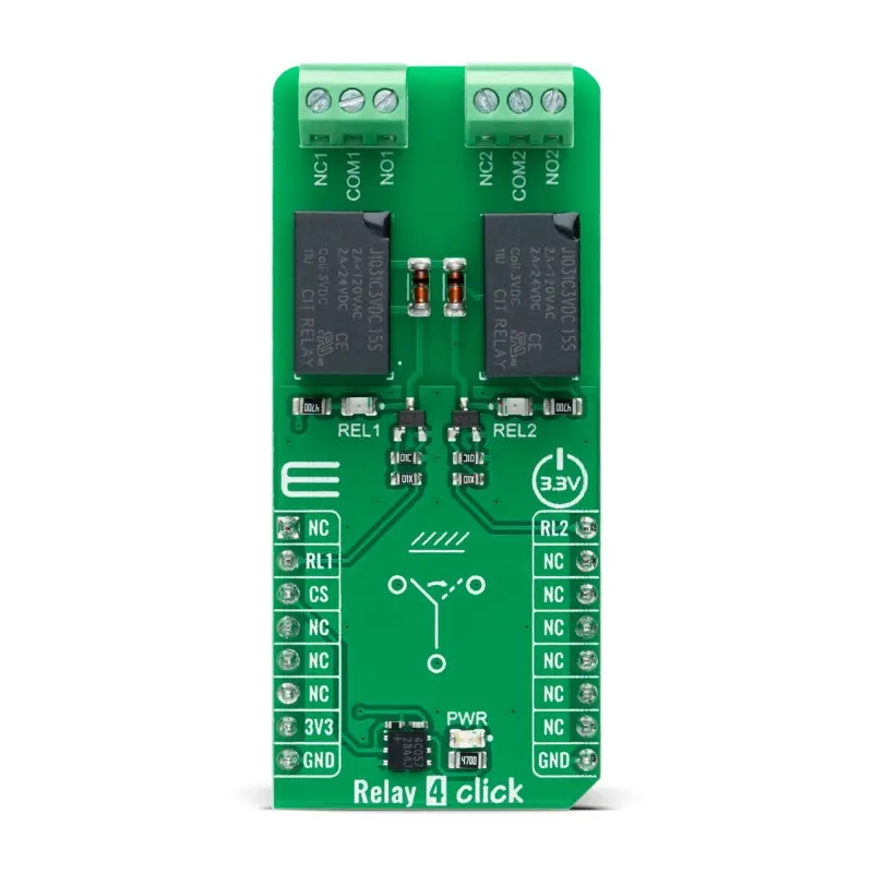 Produktfoto 1 von Brand-Rex Relais 4 Click GPIO, Platine Entwicklungstool Microcontroller Mikroe-5539