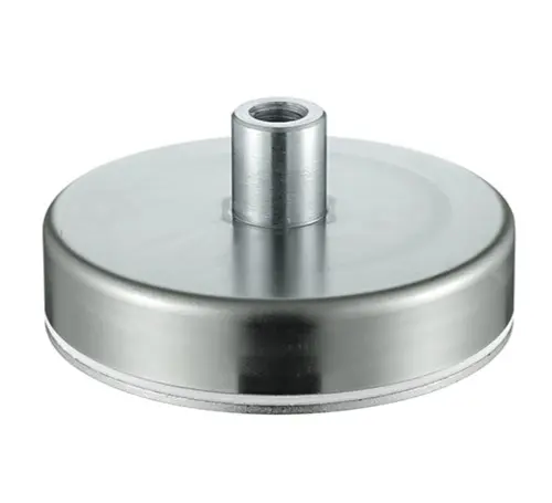 Produktfoto 1 von RS PRO Topf Magnet, Gewindebohrung, Ø 100 mm x 20 mm x 42 mm, Zugkraft 94.2 kg