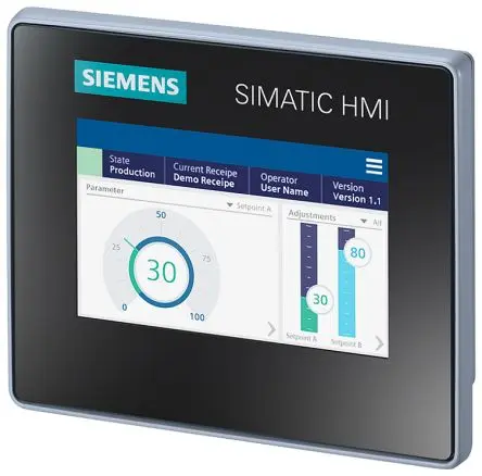 Produktfoto 1 von Siemens, SIMATIC, HMI-Bediengerät, TFT, 800 x 480 pixel, 4.3 Zoll