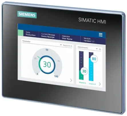Produktfoto 1 von Siemens, SIMATIC, HMI-Bediengerät, TFT, 800 x 480 pixel, 7 Zoll