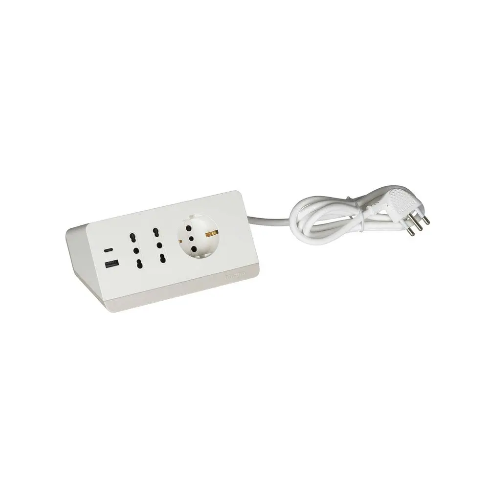 Produktfoto 1 von Bticino Casa&Ufficio Steckdosenleiste, 2 m, 5-fach Überspannungsschutz, USB Typ A, 2P+T, USB Typ C, Deutsch 250 V ac