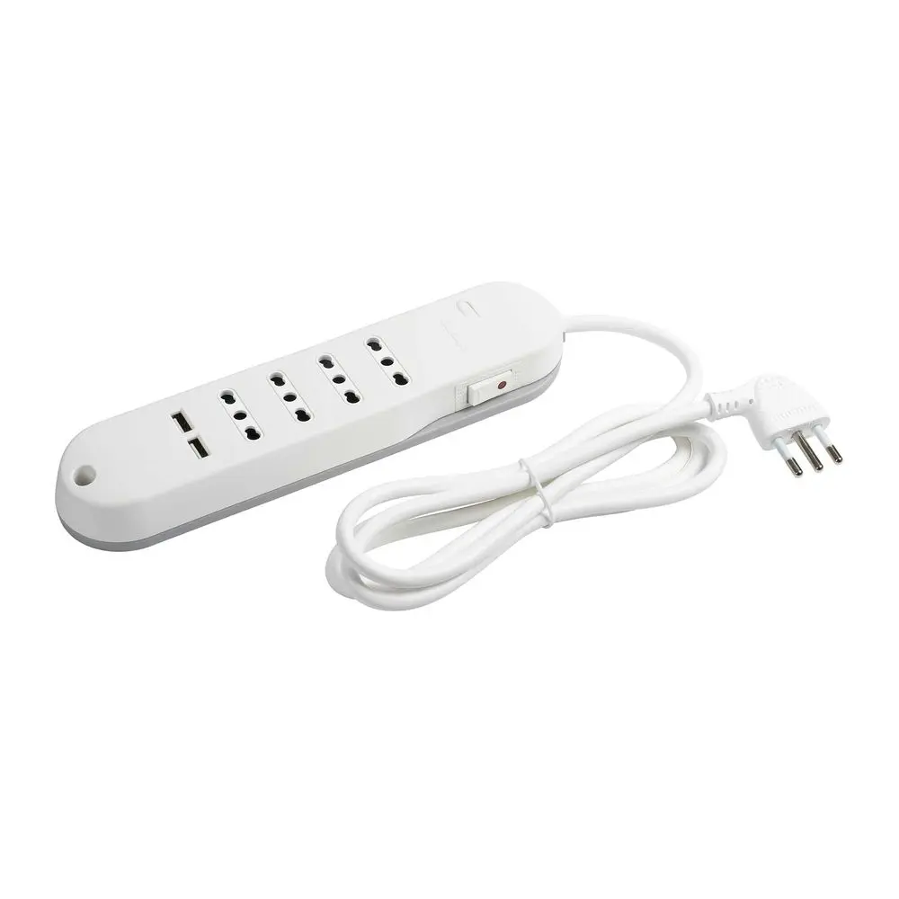 Produktfoto 1 von Bticino Slim Steckdosenleiste, 1.5 m, 6-fach, 2P+T, USB Typ A 250 V ac