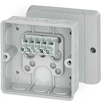Produktfoto 1 von HENSEL DE Polycarbonat Abzweigdose Grau IP55 5 Breite 98 mm Höhe 98 mm Länge 55 mm