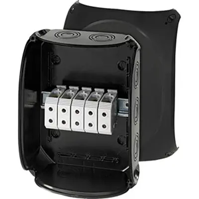 Produktfoto 1 von HENSEL KF Polycarbonat Abzweigdose Schwarz IP40, IP69, IP66 5 Breite 295 mm Höhe 225 mm Länge 122 mm