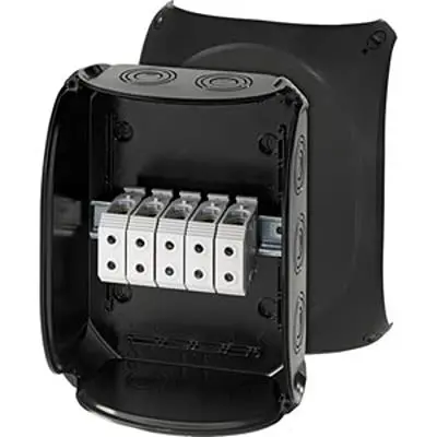 Produktfoto 1 von HENSEL KF Polycarbonat Abzweigdose Schwarz IP67, IP69, IP66 5 Breite 295mm Höhe 225 mm Länge 122 mm