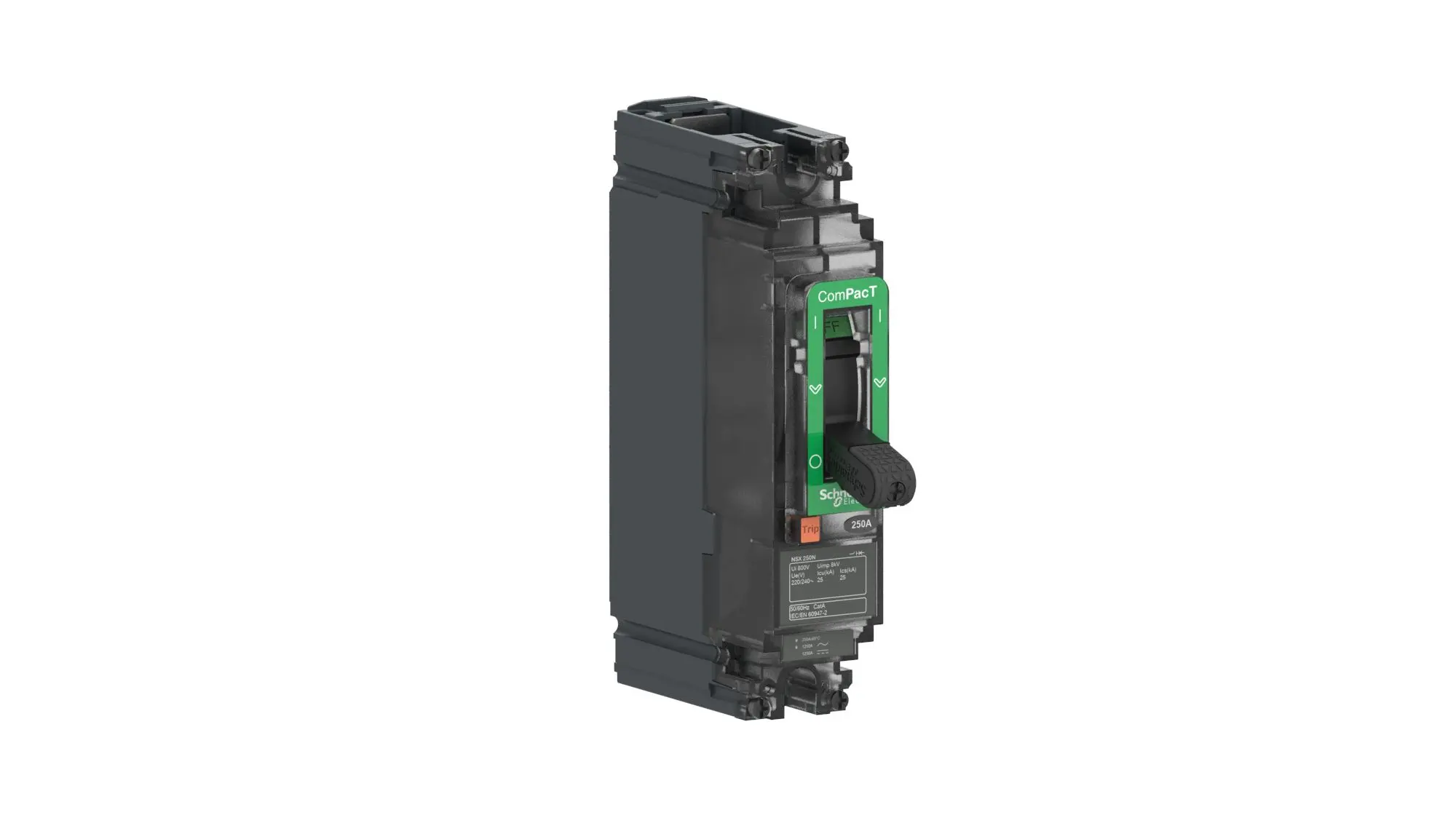 Produktfoto 1 von Schneider Electric ComPact NSX C10N, Schutzschalter 1-polig, 80 A / Abschaltvermögen 25 kA 277 V ac 250 V dc