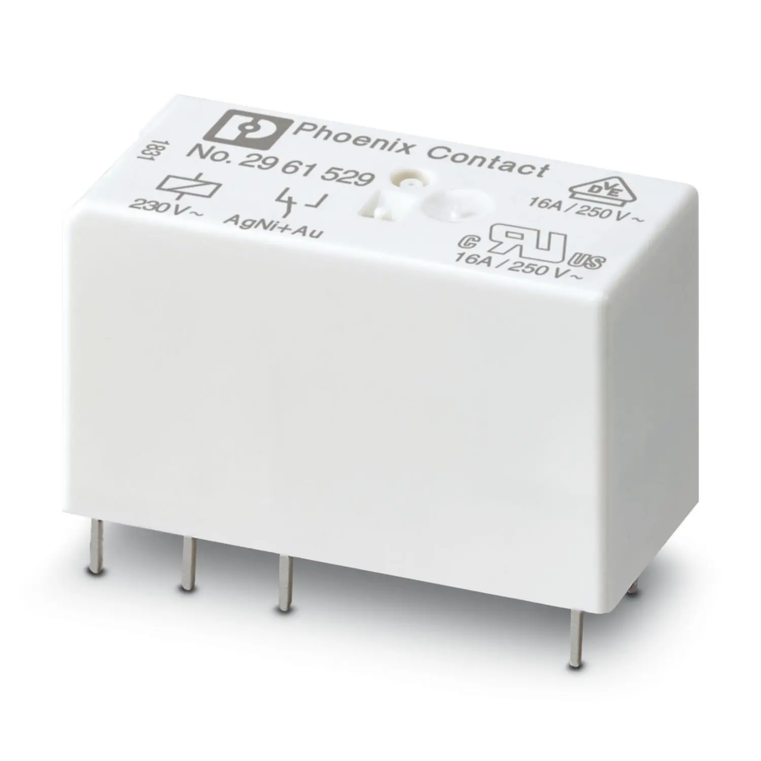 Produktfoto 1 von Phoenix Contact 230V ac Spule 1-poliger Wechsler Steckrelais 1mA Monostabiles Relais