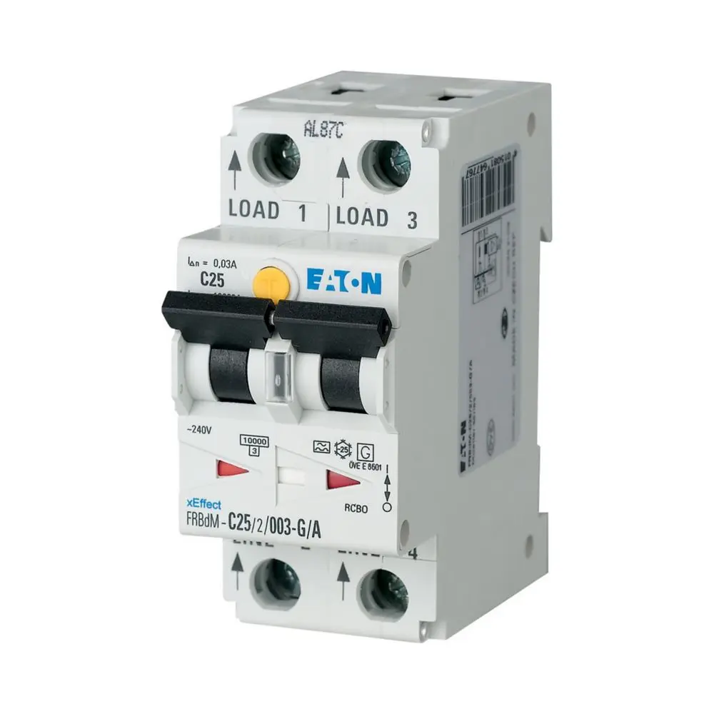 Produktfoto 1 von Eaton FRBdM FRBdM FI/LS-Schalter (RCBO) 10 A, 2-polig Typ D, Typ A, Empfindlichkeit 30 mA