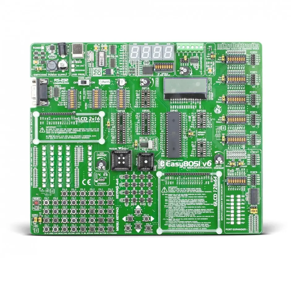 Produktfoto 1 von Brand-Rex Easy8051 v6-Entwicklungssystem USB, Entwicklungsboard Entwicklungstool Microcontroller 8-Bit-AVR Mikroe-455