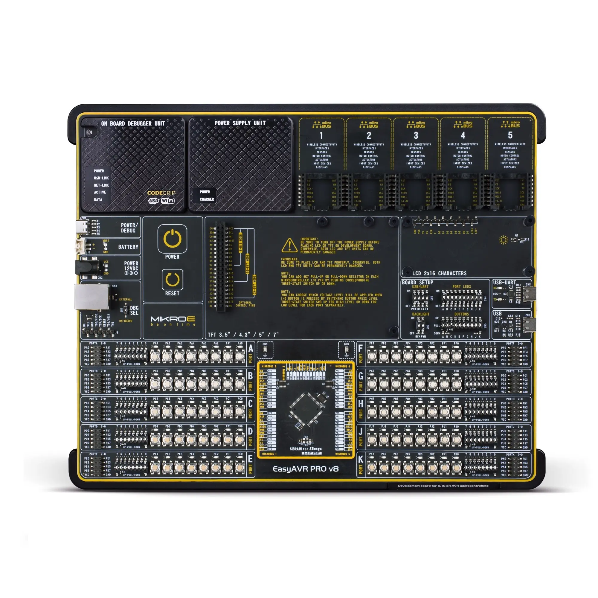 Produktfoto 1 von Brand-Rex EasyAVR PRO v8, Entwicklungsboard Entwicklungstool Microcontroller 8-Bit-AVR Mikroe-5342
