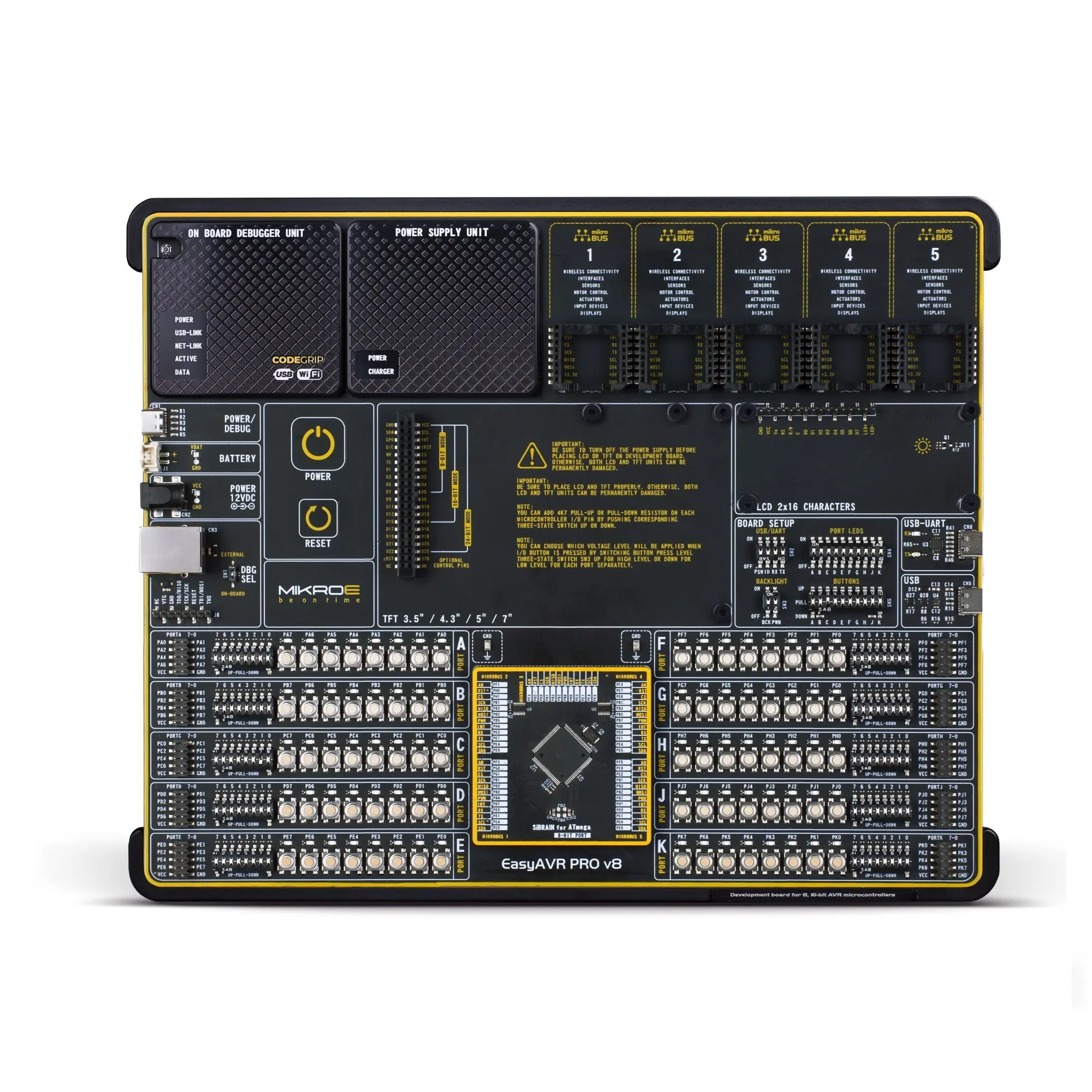 Produktfoto 1 von Brand-Rex EasyAVR PRO v8 über USB-C USB, Entwicklungsboard Entwicklungstool Microcontroller AVR AVR Mikroe-5372
